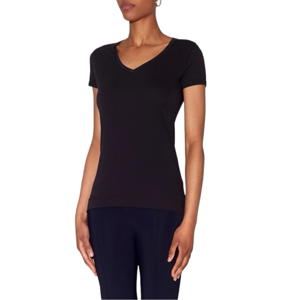 Adam Lippes Black VNeck TShirt Size Large